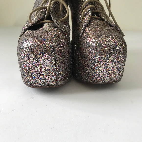 Jeffrey Campbell Glitter Lita Platform Heels Shoes - Picture 8 of 9